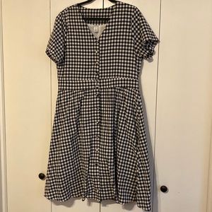 Pink Desert Gingham V-Neck Dress